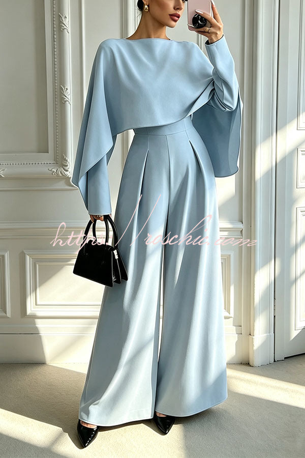 SAVERIA - Tuta Blu Minimal Chic a Gamba Ampia