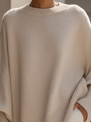 OLINDA - Maglione oversize morbido in tonalità beige, caramello, grigio, nero e verde oliva