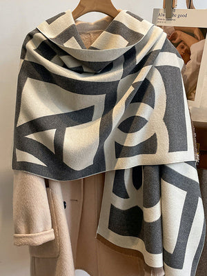 FRANCA - Sciarpa in cashmere sintetico stampato, calda e morbida