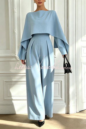 SAVERIA - Tuta Blu Minimal Chic a Gamba Ampia