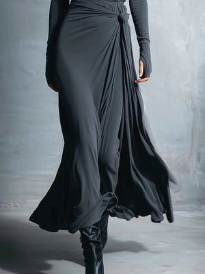 ALFONSINA - Abito Maxi in Jersey con Nodo Drappeggiato