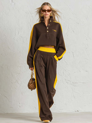 MATTEO - Completo sportivo marrone scuro in cotone