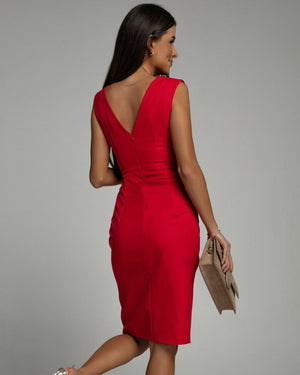 SOFIA - Abito midi drappeggiato in maglia stretch