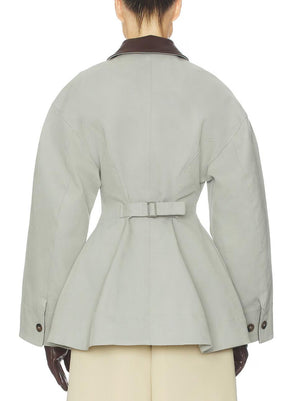 LUCITO - Giacca cropped oversized in PU grigio chiaro