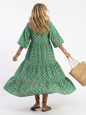 BEATRICE - Abito midi floreale a balze