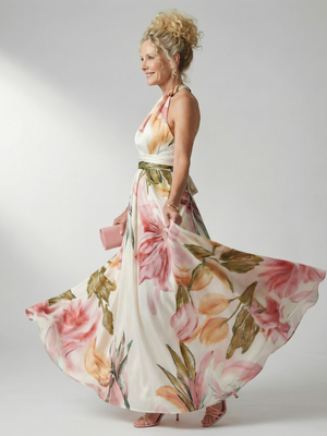 CHIARA - Abito Maxi Floreale Halter