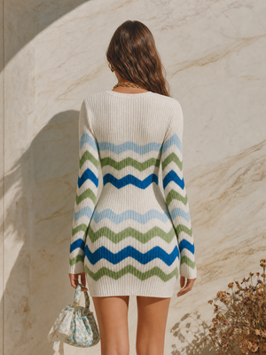 GIULIA - Mini abito in maglia a righe