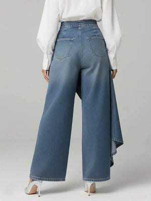 GIULIA - Pantaloni in denim blu, nero e bianco