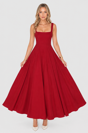 GIULIA - Abito Midi con Scollo Quadrato