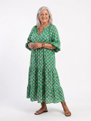 BEATRICE - Abito midi floreale a balze