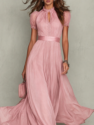 GIULIA - Abito Maxi Rosa in Chiffon
