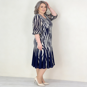 GIULIA - Abito Blu con Maniche in Rete