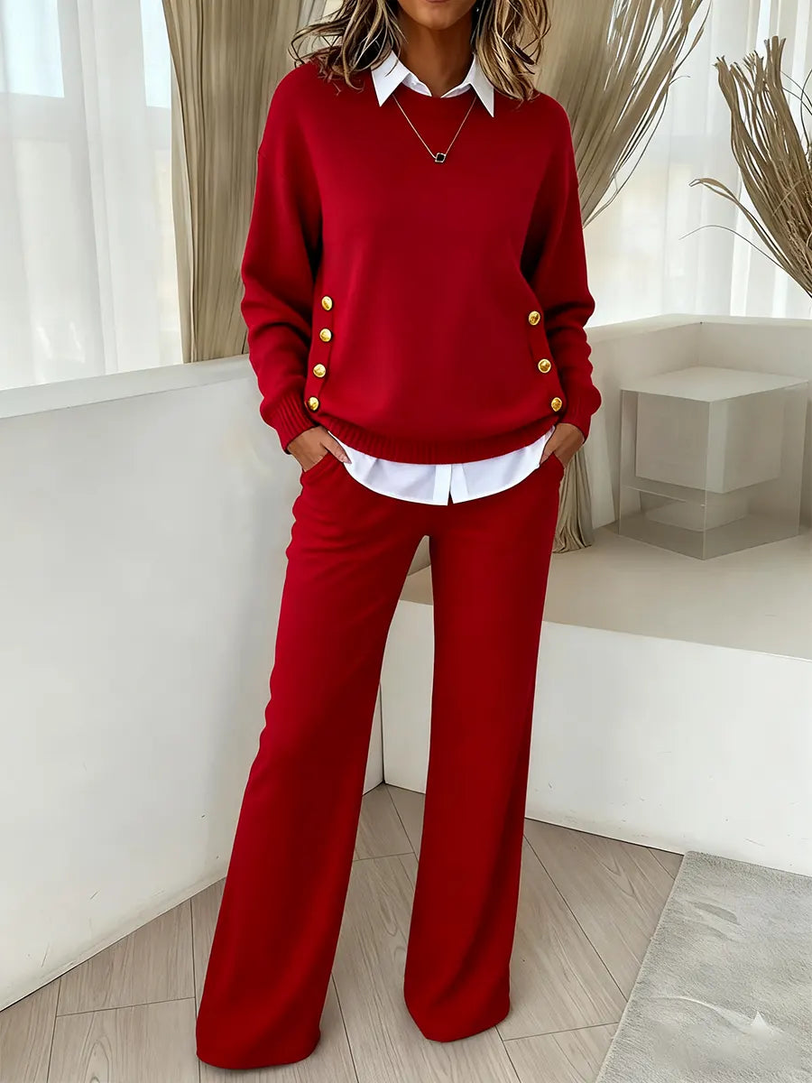 IDA - Completo donna in maglia morbida, pullover e pantaloni