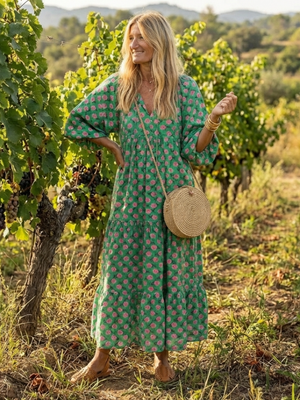 BEATRICE - Abito midi floreale a balze