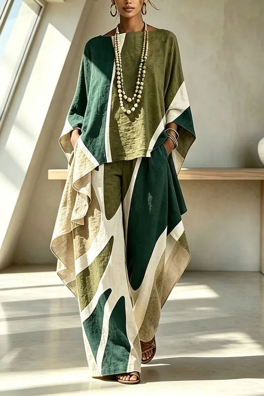SILVANA - Completo geometrico color block dal taglio asimmetrico