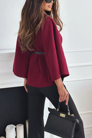 ADRIANA - Mantella oversize in lana con collo alto e cintura