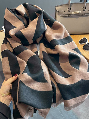 FRANCA - Sciarpa in cashmere sintetico stampato, calda e morbida
