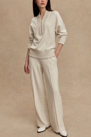 GERMANA - Set felpa a coste con zip e pantaloni morbidi