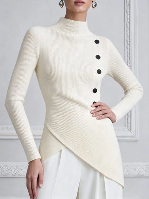 MORGANA - Top in maglia a coste con bottoni asimmetrici
