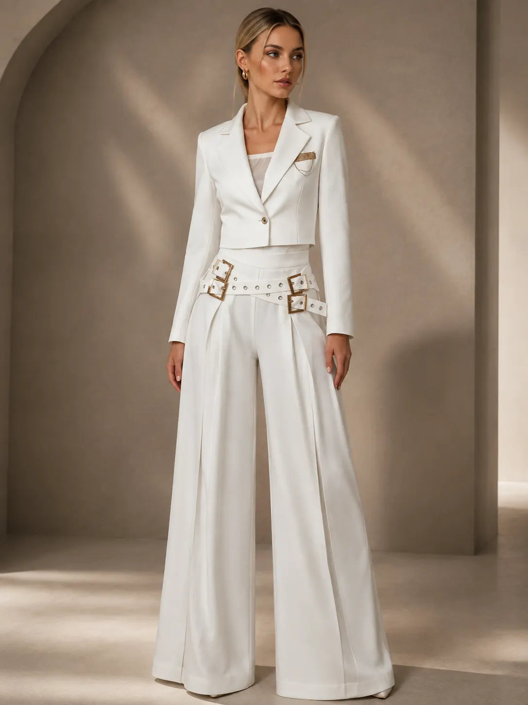 GIADA - Completo cropped con blazer e pantaloni wide-leg