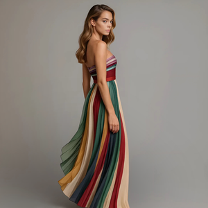 BEATRICE - Abito Maxi in Chiffon Colorblock