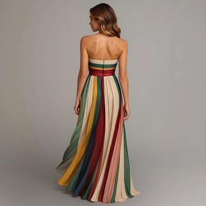BEATRICE - Abito Maxi in Chiffon Colorblock