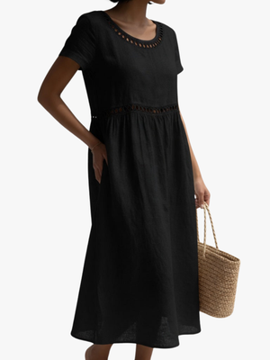 BEATRICE - Abito midi in cotone ricamato