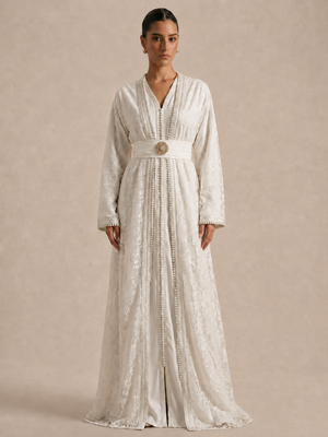 CLITENNESTRA - Caftano da sposa bianco dal design moderno