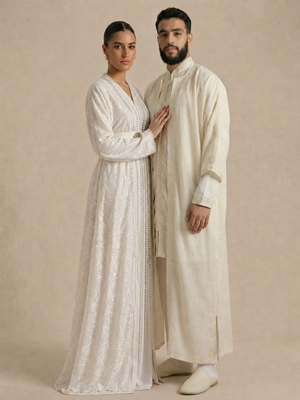 CLITENNESTRA - Caftano da sposa bianco dal design moderno