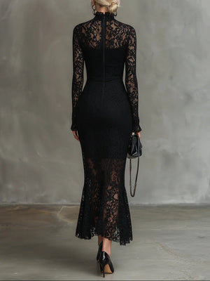 BEATRICE - Abito Maxi in Pizzo Nero