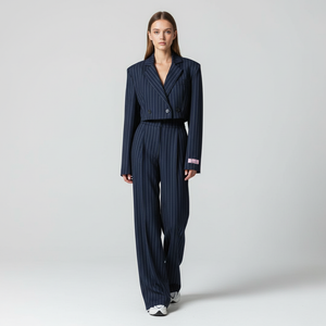 EMANUELA - Completo Donna Blazer e Pantaloni Ampi a Righe