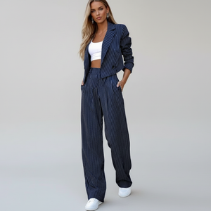 EMANUELA - Completo Donna Blazer e Pantaloni Ampi a Righe