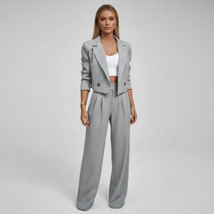 EMANUELA - Completo Donna Blazer e Pantaloni Ampi a Righe