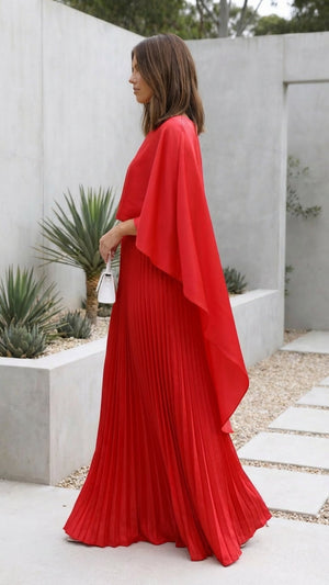 SOFIA - Abito maxi sposa bianco in tessuto, maniche a cappotto