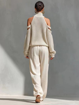 ROMINA - Set maglia e lino chic beige, grigio, bianco