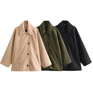 PALLANZENO - Cappotto Invernale Oversized da Donna con Maniche Lunghe e Chiusura a Bottoni