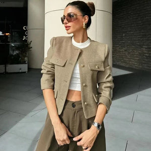 FILANDARI - Giacca Bomber Donna Corto con Collo Rotondo e Maniche Lunghe