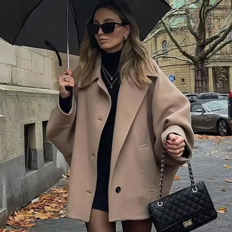 PALLANZENO - Cappotto Invernale Oversized da Donna con Maniche Lunghe e Chiusura a Bottoni