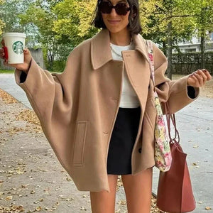 PALLANZENO - Cappotto Invernale Oversized da Donna con Maniche Lunghe e Chiusura a Bottoni