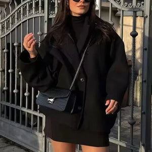 PALLANZENO - Cappotto Invernale Oversized da Donna con Maniche Lunghe e Chiusura a Bottoni