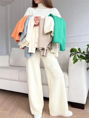 REBECCA - Completo Dolcevita Morbido Pantaloni e Maglia