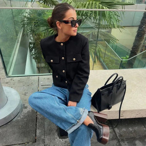 FILANDARI - Giacca Bomber Donna Corto con Collo Rotondo e Maniche Lunghe
