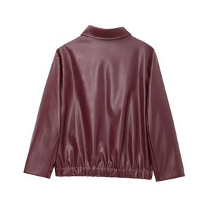 PALATA - Giacca in Pelle da Donna con Chiusura a Cerniera e Collo Classico