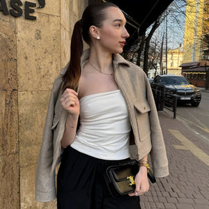 SPINEA - Giacca bomber corta con collo a punta