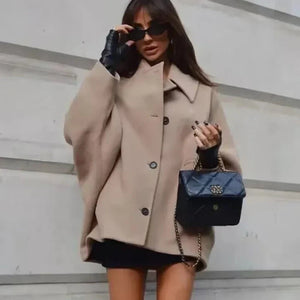PALLANZENO - Cappotto Invernale Oversized da Donna con Maniche Lunghe e Chiusura a Bottoni
