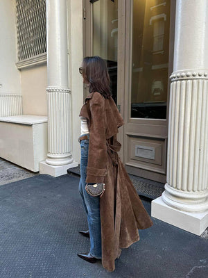 ARDARA - Trench lungo marrone con vita regolabile