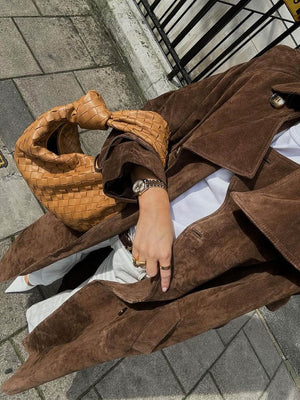 ARDARA - Trench lungo marrone con vita regolabile