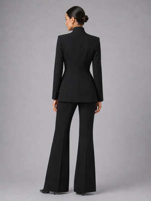 MILLY - Completo donna blazer senza collo e pantaloni palazzo