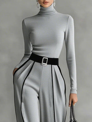 LOLA - Completo in nero e grigio con maglia, pantaloni e cintura