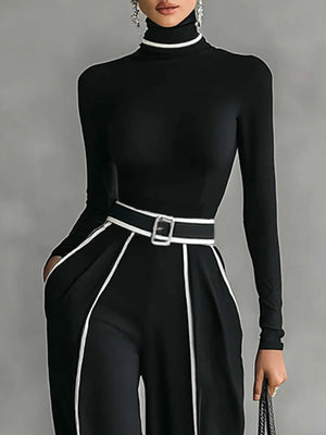 LOLA - Completo in nero e grigio con maglia, pantaloni e cintura